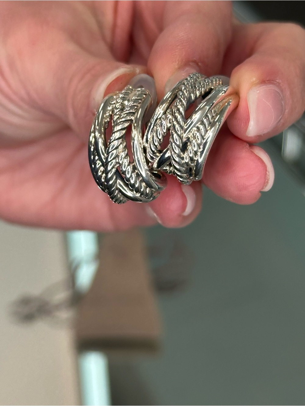 David Yurman Cross-over Hoop Earrings